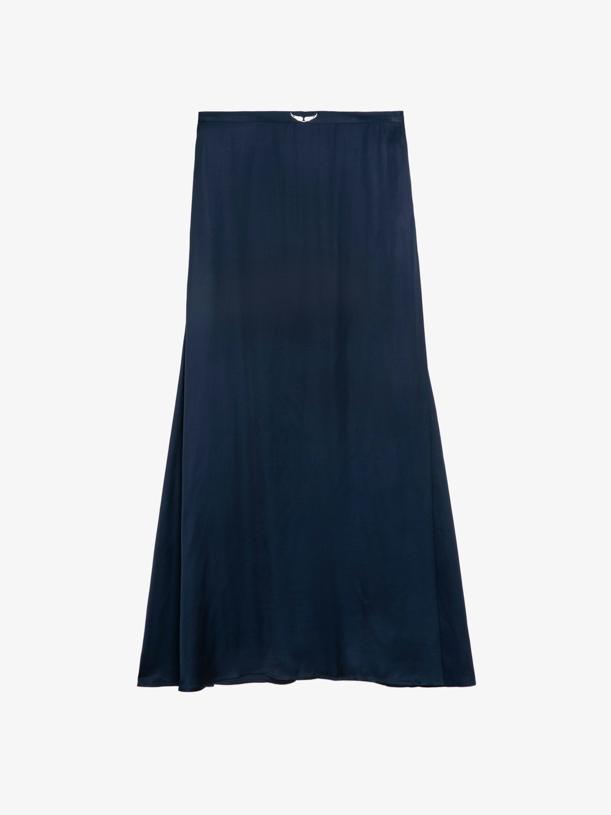 Jimeno Satin Skirt - Long viscose satin skirt with back slit, zip fastening and metal wings on the belt.